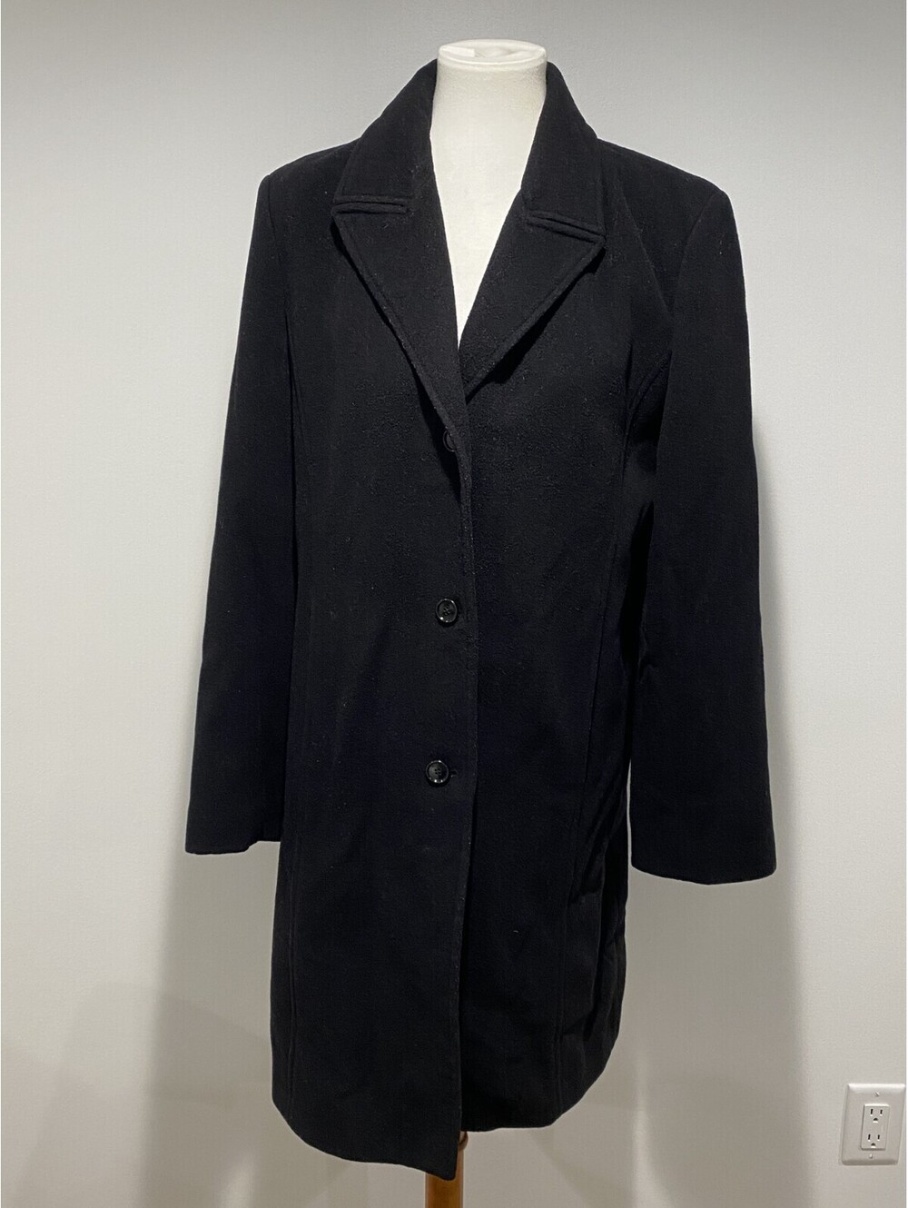 FS LIMITED Women's Black Mid-Length Pea Coat Size M Wool Blend